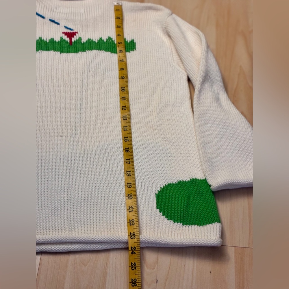 White Golf Motif Knit Sweater - Picture 10 of 14